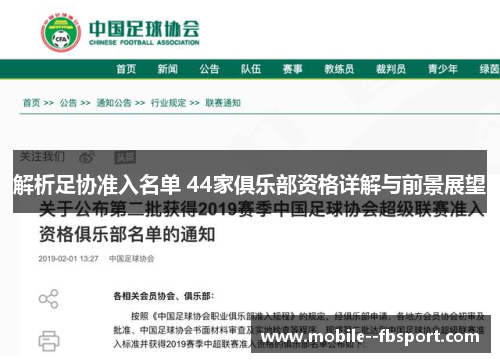 解析足协准入名单 44家俱乐部资格详解与前景展望 解析足协准入名单 44家俱乐部资格详解与前景展望